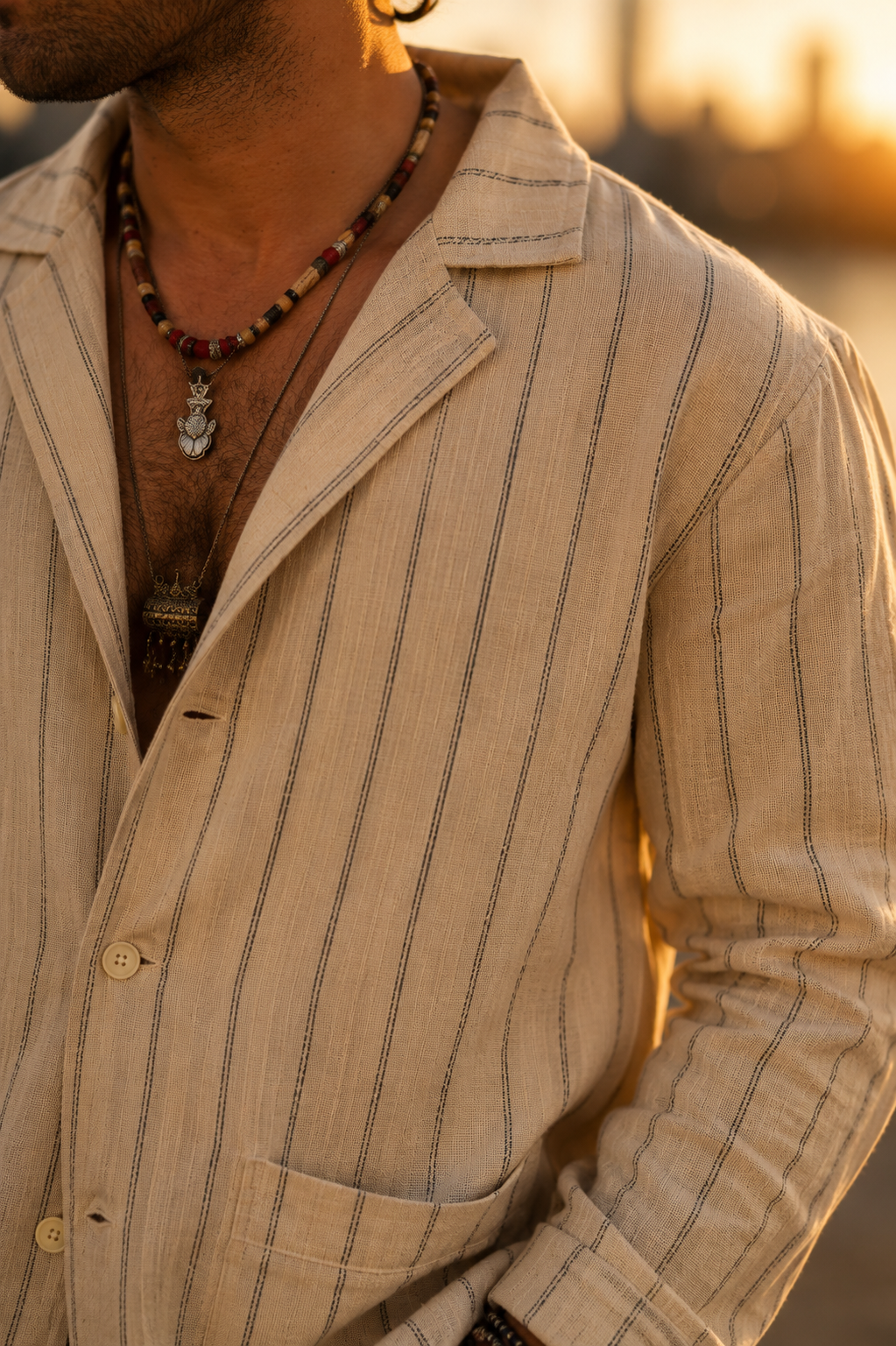 Azure Breeze Striped Button-Down Image 5