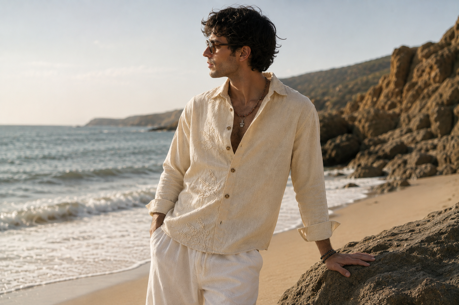 Ivory Silk-Blend Signature Blouse
